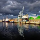 weather front comes in over bassin 1 of old harbor in Aarhus