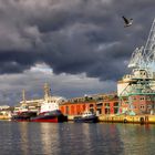 weather front comes in over bassin 1 of old harbor in Aarhus II