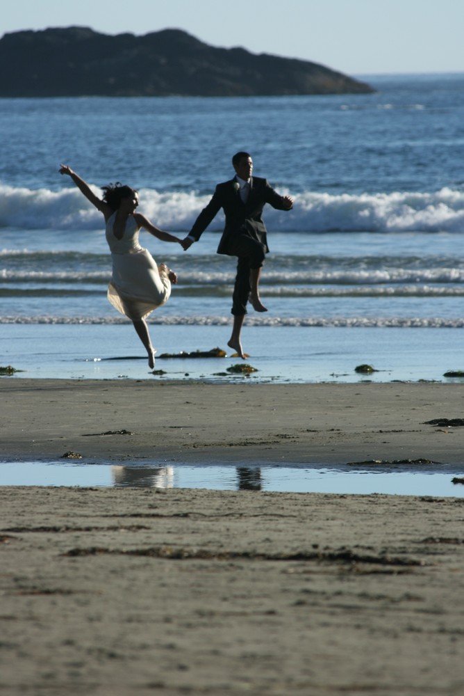 Wedding Couple at Long Beach near Tofino, Vancouver Island