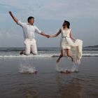 Wedding, Hochzeit, China, Strand, Beach, Springen, Jumping, Paar, Couple