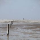 Weg durchs Watt am Westerhever Leuchtturm