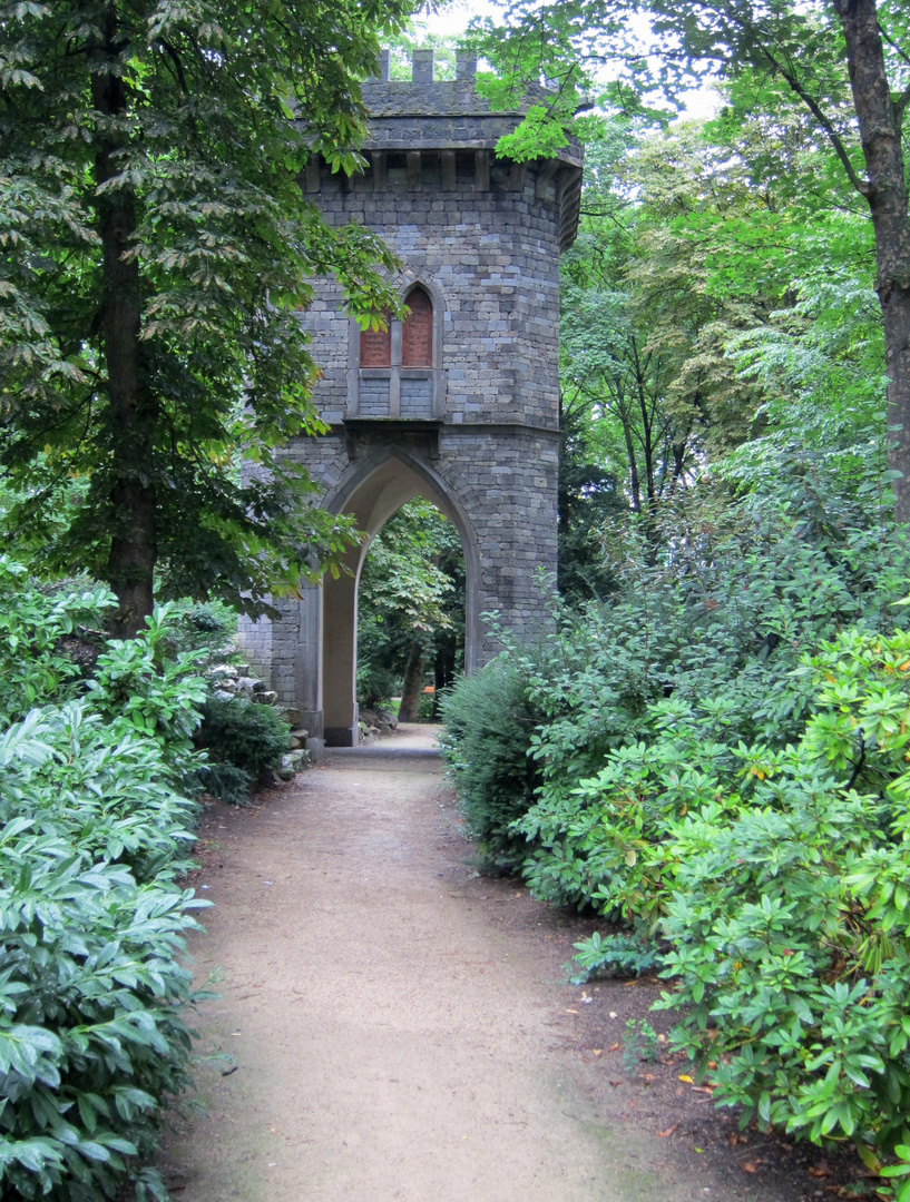 Weg zum Turm durch Grün