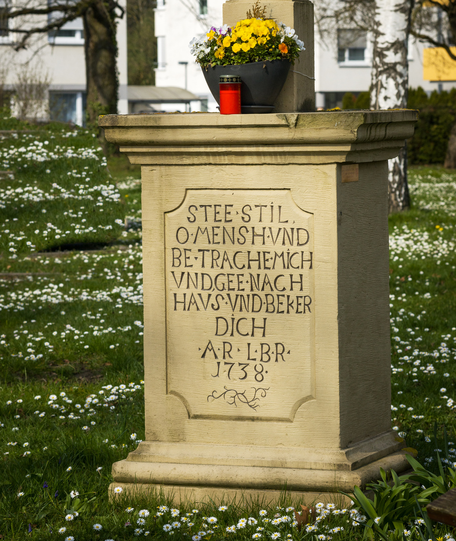 Wegkreuz am Kurpark, Inschrift