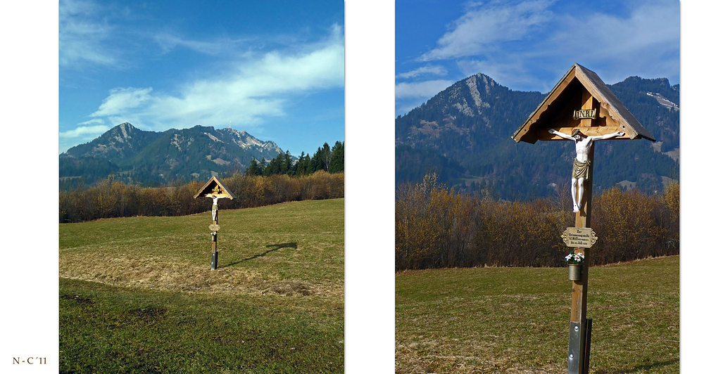 "Wegkreuz mit Blick auf den Grünten* bei Sonthofen"