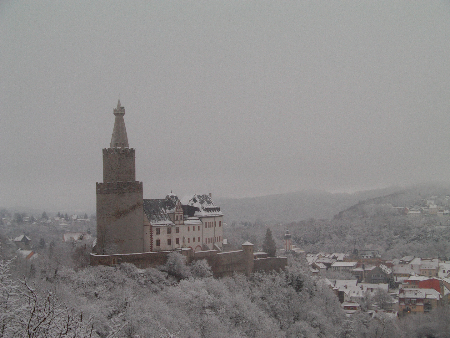 Weida, Lkr Greiz, Ostthüringen. Osterburg im Winter 2021