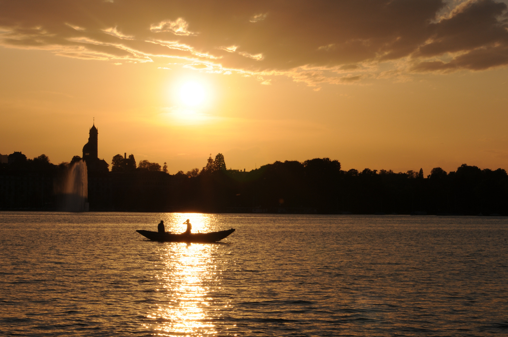 Weidling im Sonnenuntergang