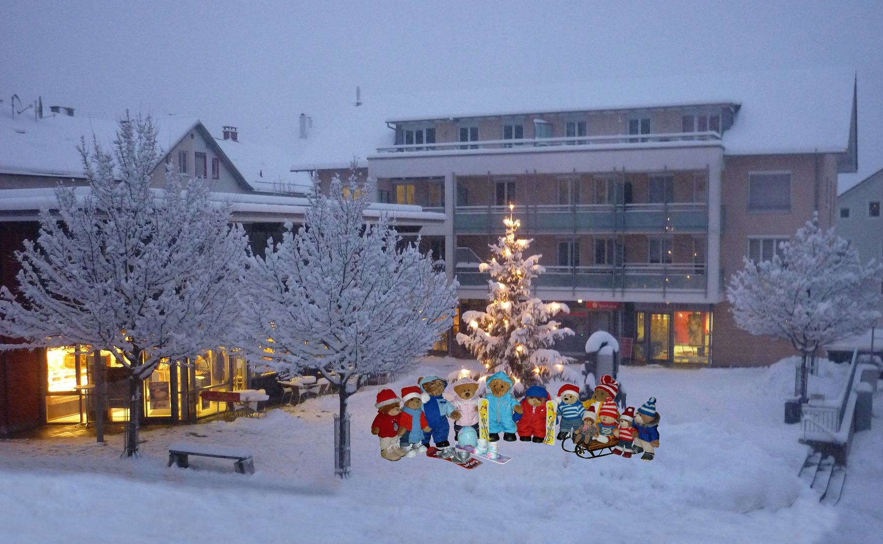 Weihnachten 2017 -  Es schneit Bauklötze