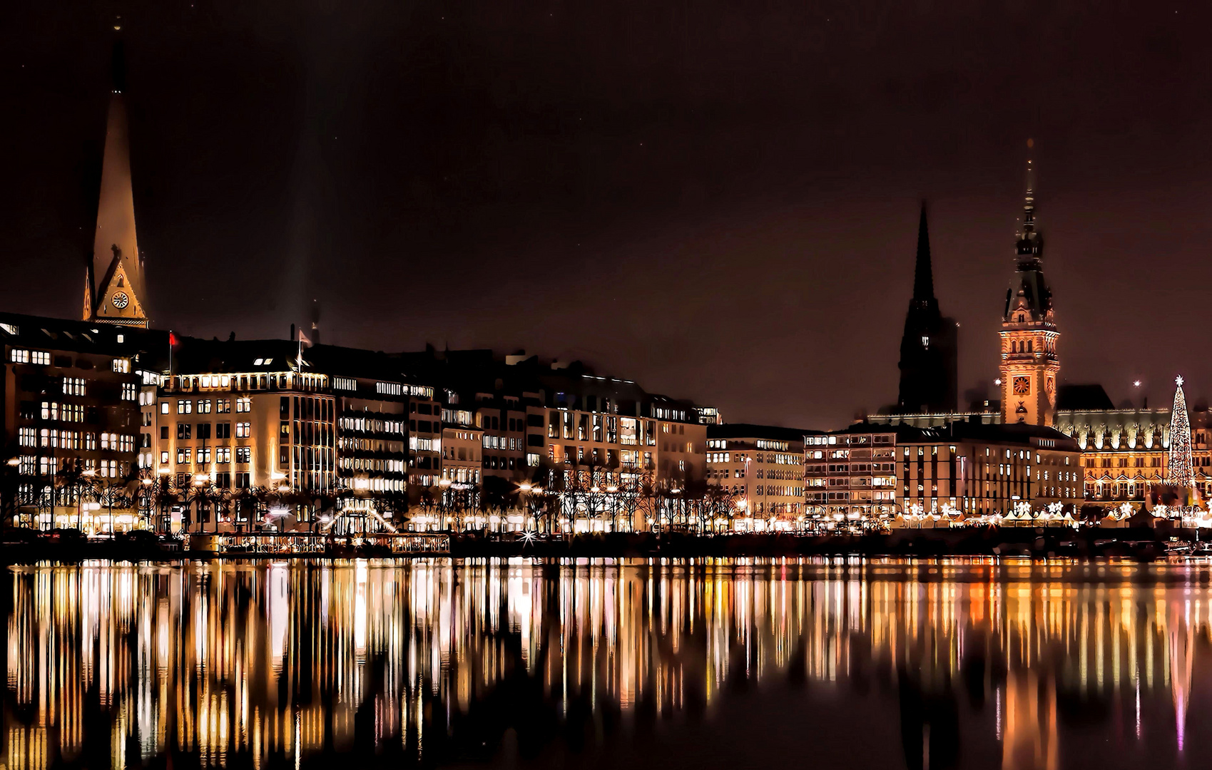 Weihnachten an der Binnenalster in Hamburg .....