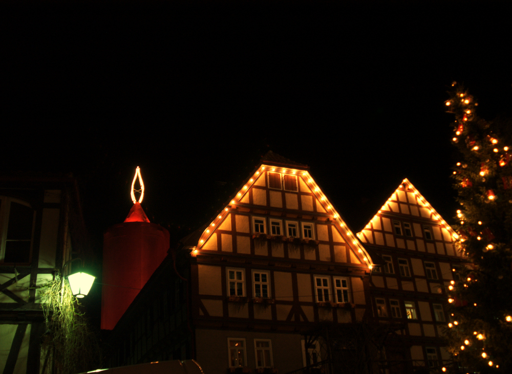 Weihnachtlicher Marktplatz in Schlitz
