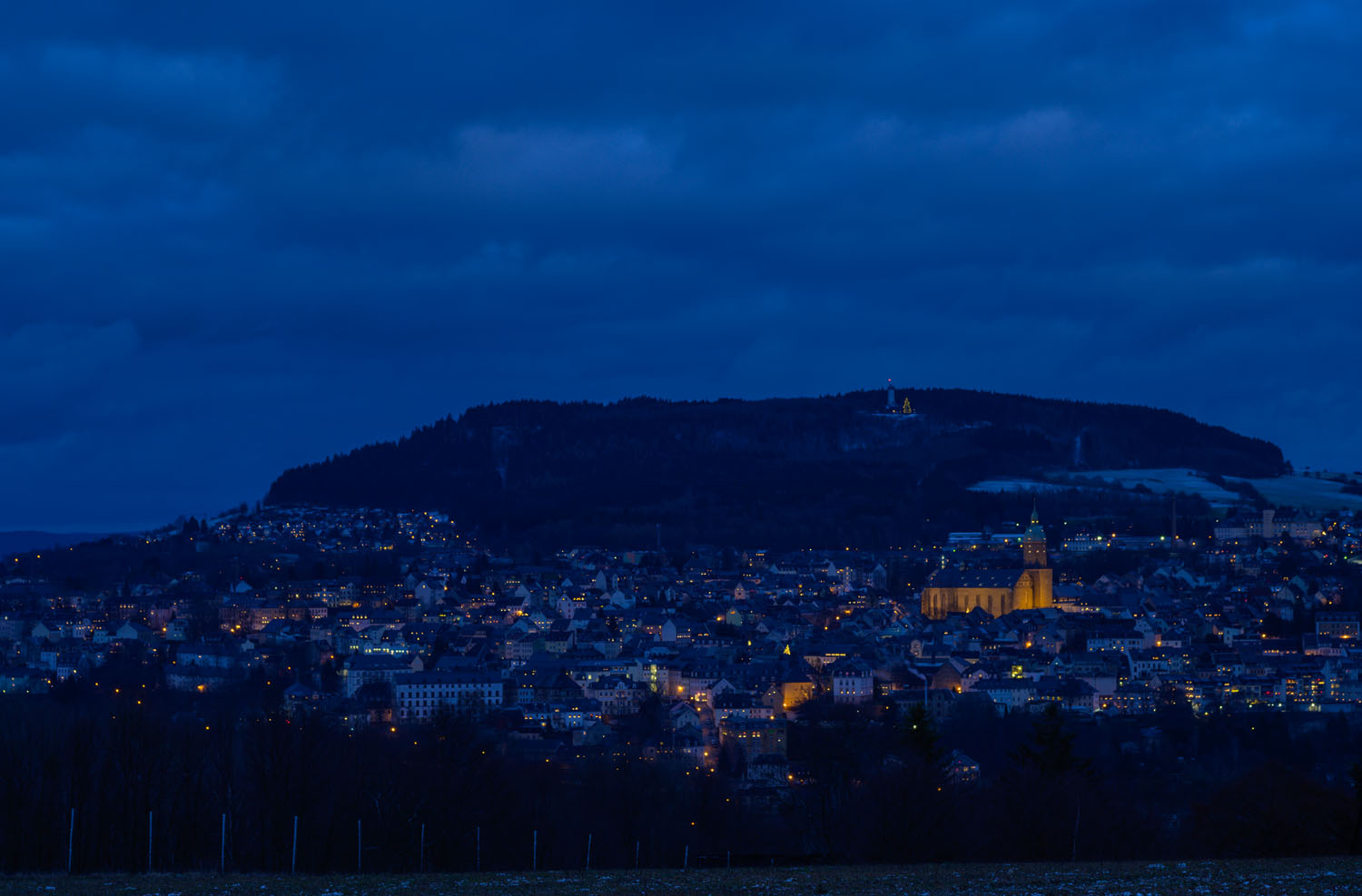 Weihnachtliches Annaberg-Buchholz in der blauen Stunde...