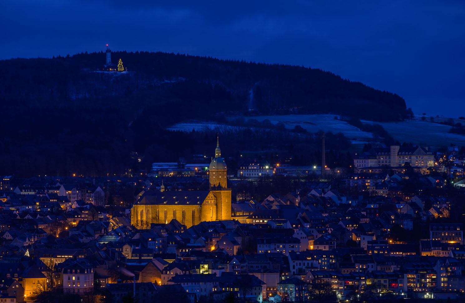 Weihnachtliches Annaberg-Buchholz in der blauen Stunde...