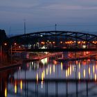 Weihnachtsbeleuchtung an der Schleuse Gustavsburg Kostheim