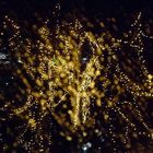 Weihnachtsbeleuchtung (durch ein regennasses Fenster)