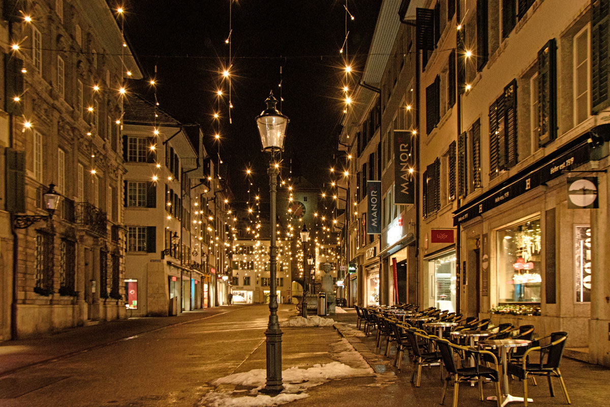 Weihnachtsbeleuchtung in der Altstadt von Solothurn