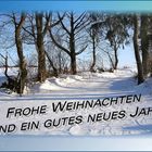 Weihnachtskarte mit Text: Frohe Weihnachten und ein Gutes Neues Jahr