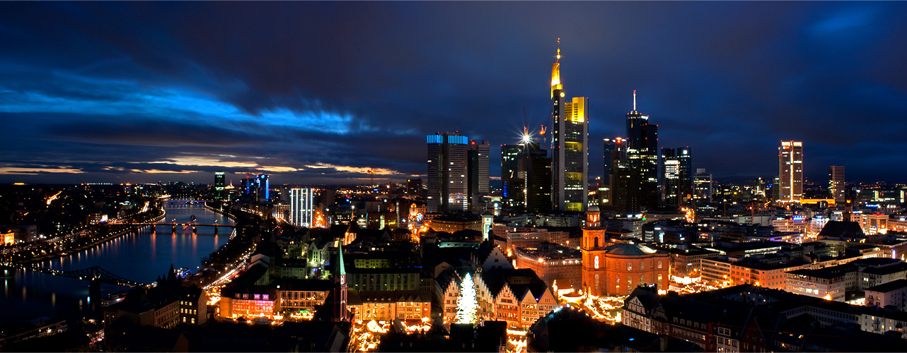 Weihnachtsmarkt Panorama Frankfurt am Main