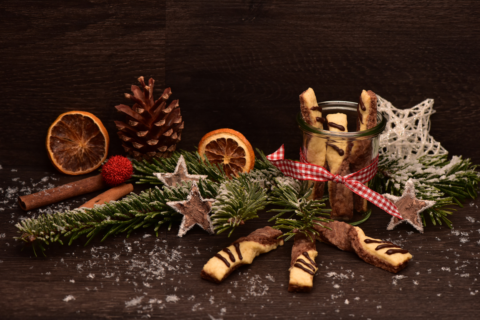 Weihnachtsplätzchen Schwarz-Weiss-Schleifen