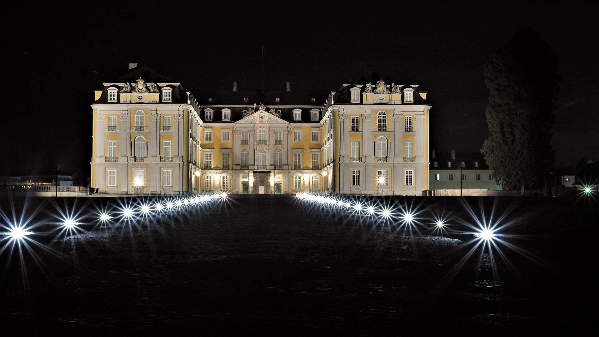 "Weihnachtssterne" vor Schloß Augustusburg Brühl