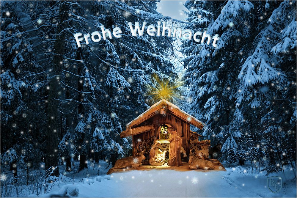 Weihnachtswald mit Krippe