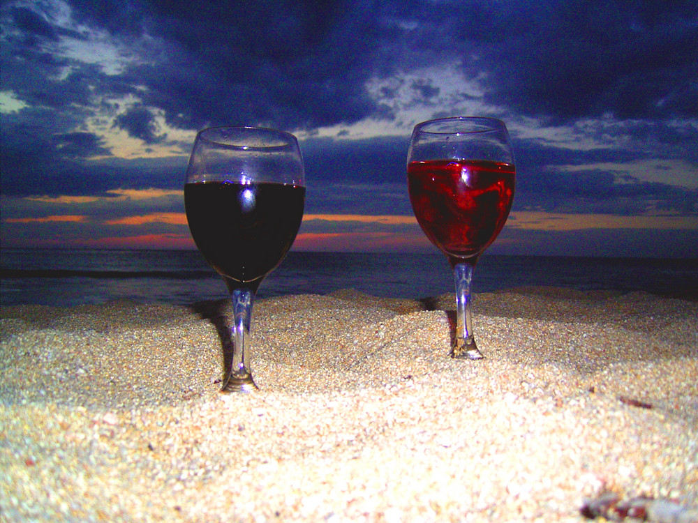 Wein am Strand