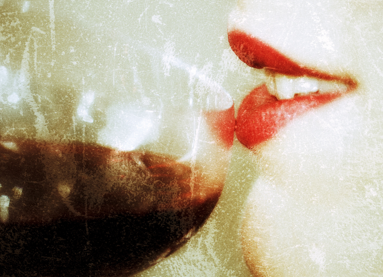 Wein an den Lippen