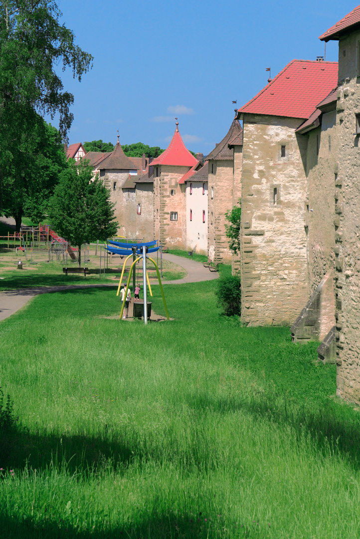 Weißenburg 8 - Der Spielplatz und die Mauer