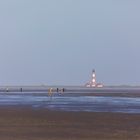 Weiter Strand und der Westerhever Leuchtturm