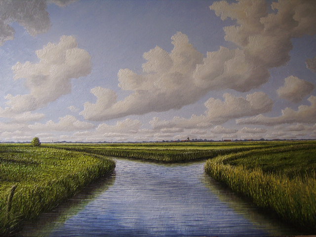 Weites stilles Land am Meer-Ostfriesland,Öl auf Leinen,50x70cm