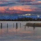 Weitsicht über den Ammersee mit Abendrot