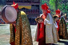 Welcome dance of the Lamas in Paro Dzong