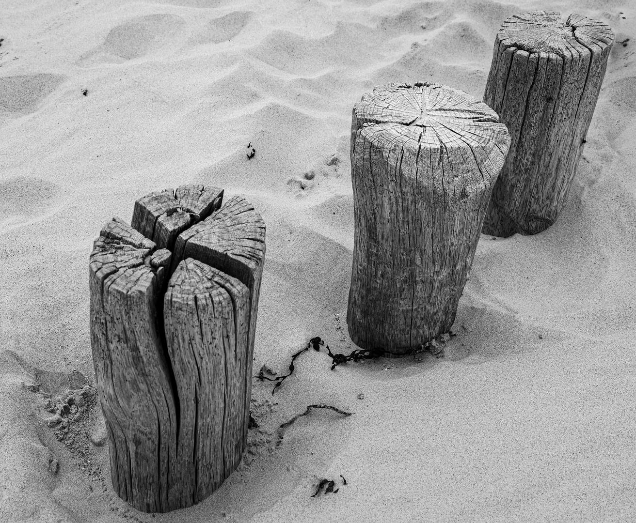 Wellenbrecher im Sand