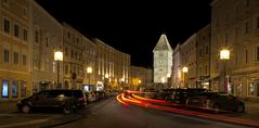 Welser Hauptplatz mit Blick zum "Weihnachtlichen Ledererturm"