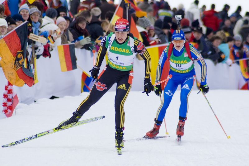 Weltcupin Ruhpolding 2009_Magdalena Neuner,Ann-Katrin Olufson