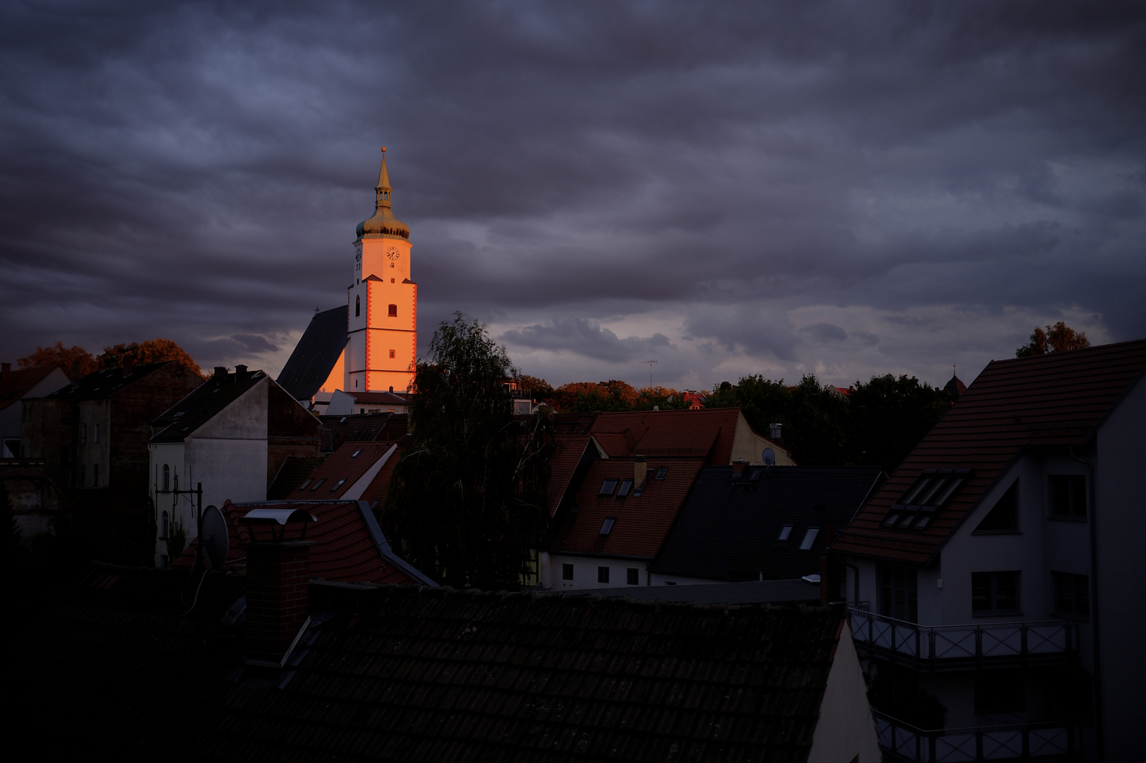 Wencesleikirche in Wurzen bei Sonnenuntergang