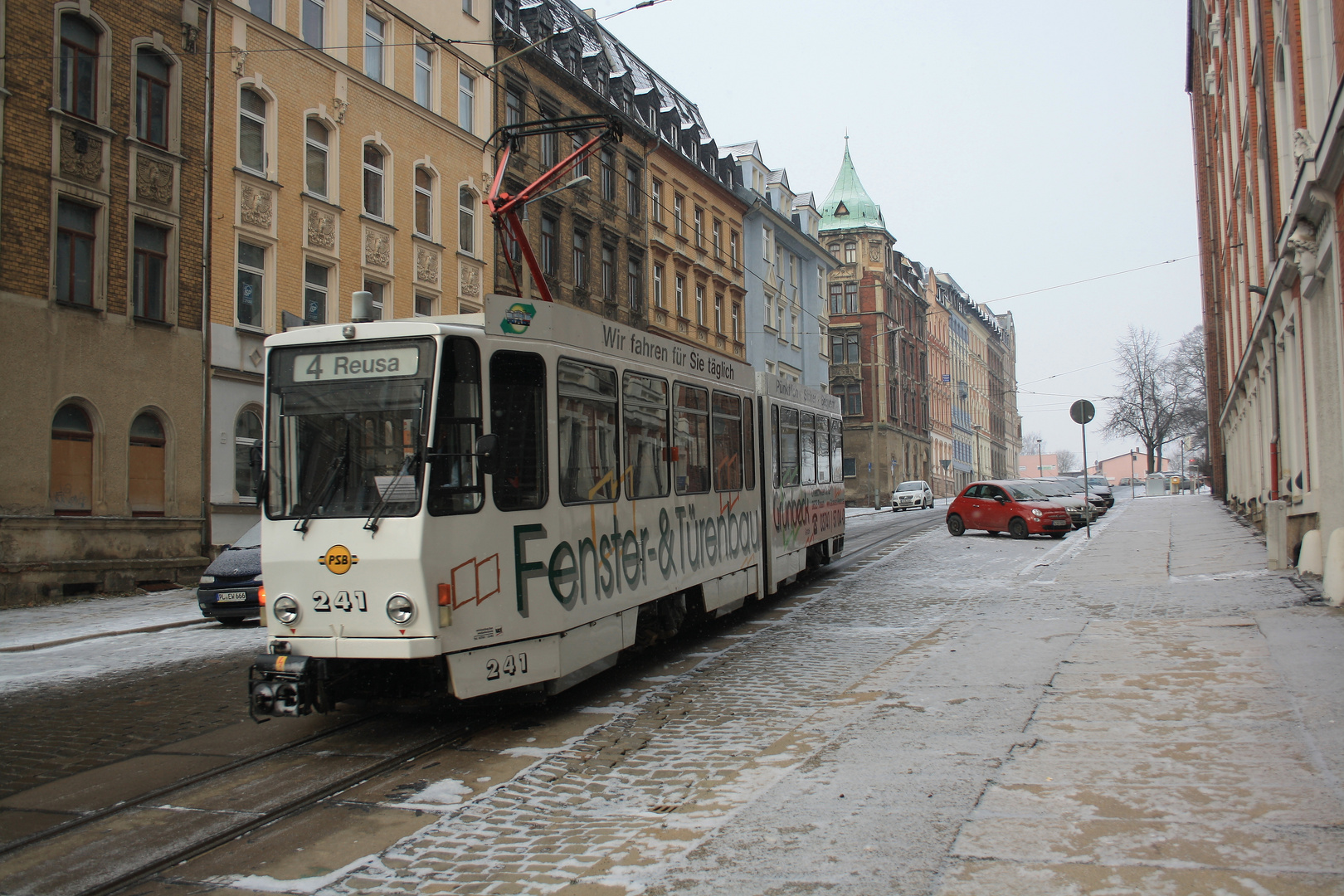 Wenig Schnee in Plauen .