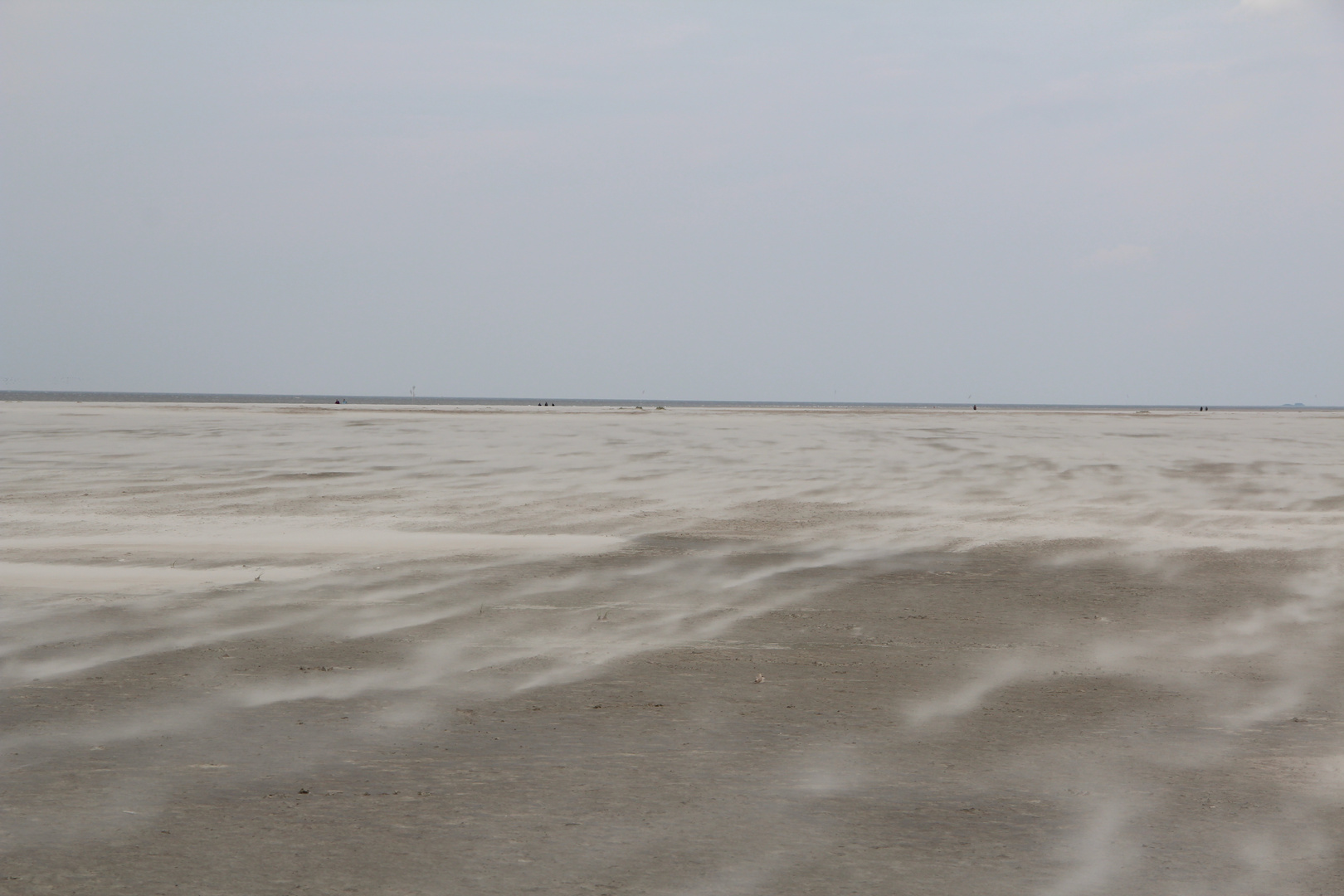 Wenn der Wind den Sand über den Strand Peitscht