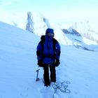 Wenn die Kälte gefährlich wird,steigt man am besten wieder ab. Dufourspitze 4350 müM.