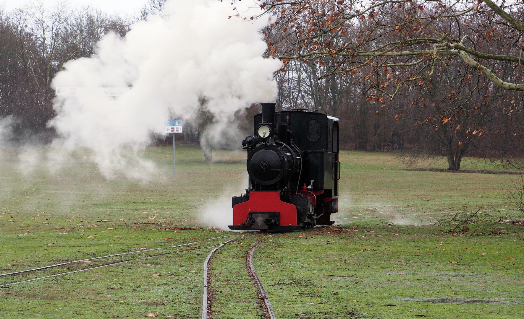 Wenn eine kleine Dampflok alleine im Park spazieren geht ;) ....