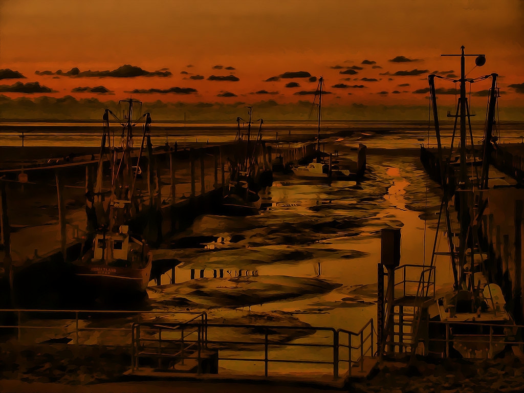 Wenn Krabbenkutter schlafen gehen.... in Dorum bei Cuxhaven