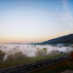 Wer findet den Neckar? / Nebel am Neckar nahe Obrigheim