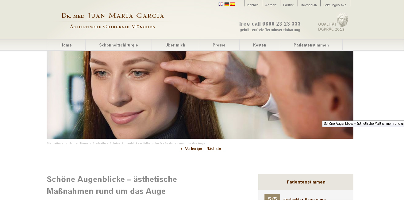 Werbung für Plastisch Ästhetische Chirurgie, Dr. med. Garcia, München
