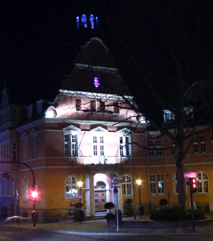 Werden, Rathaus, Nacht