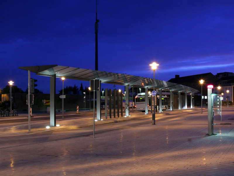 Werne Busbahnhof bei Sonnenaufgang