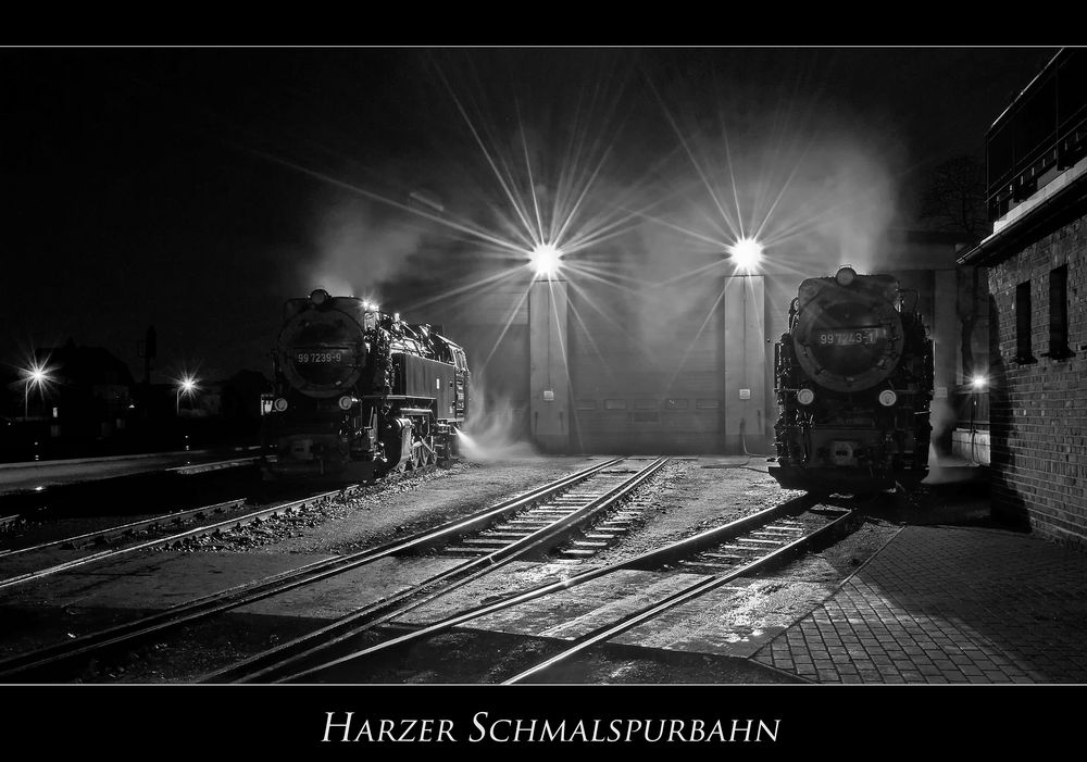 Wernigerode " Harzer Schmalspurbahn, bei Nacht...."