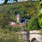 Werrabrücke mit Turm der Nikolaikirche in Creutzburg