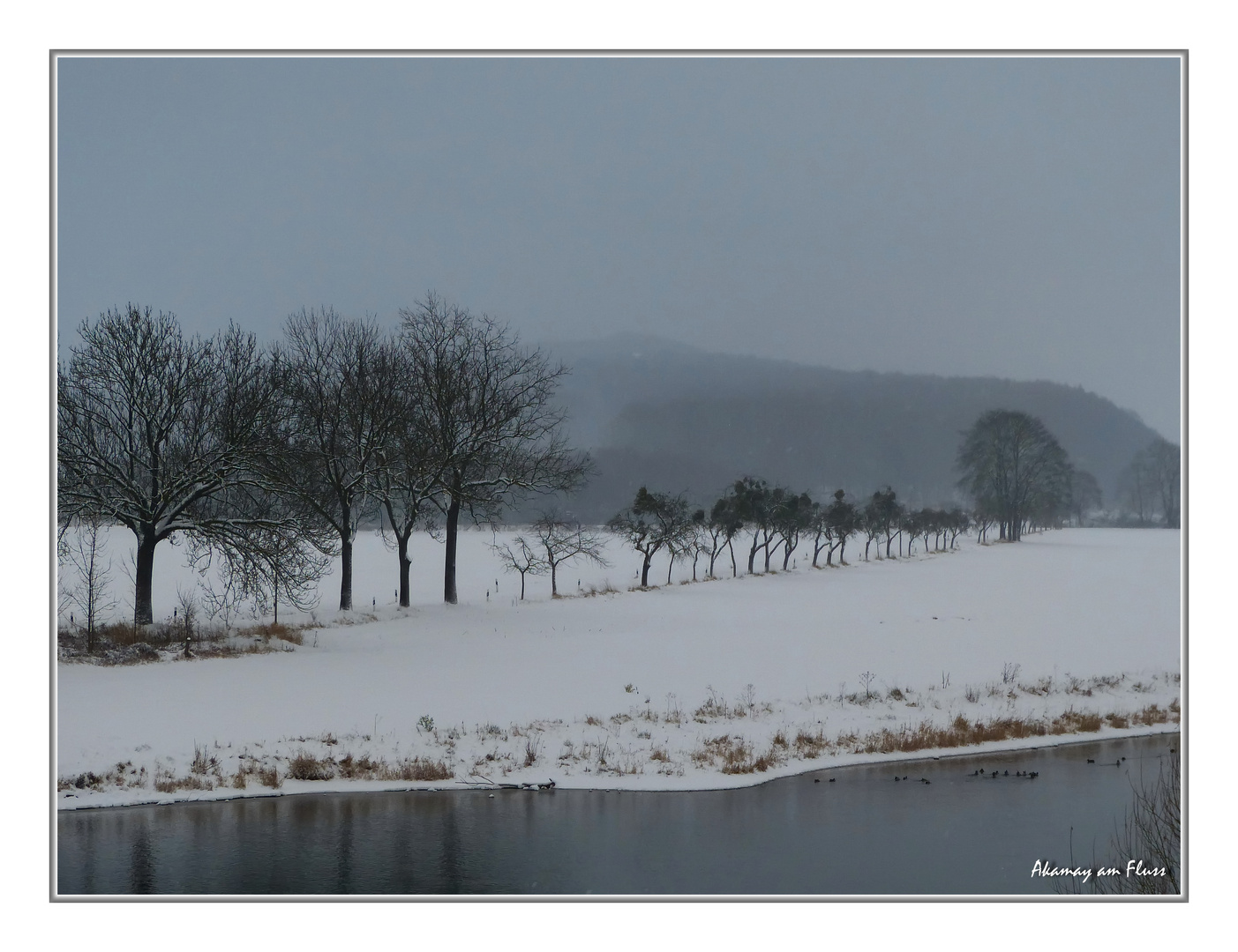 Weserradweg bei Schnee