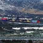 Westbound BNSF Double Stack Container Freight Train ....