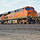 Westbound Freight Train pulled by BNSF #7329, BNSF #7591 at Tehachapi Loop,CA