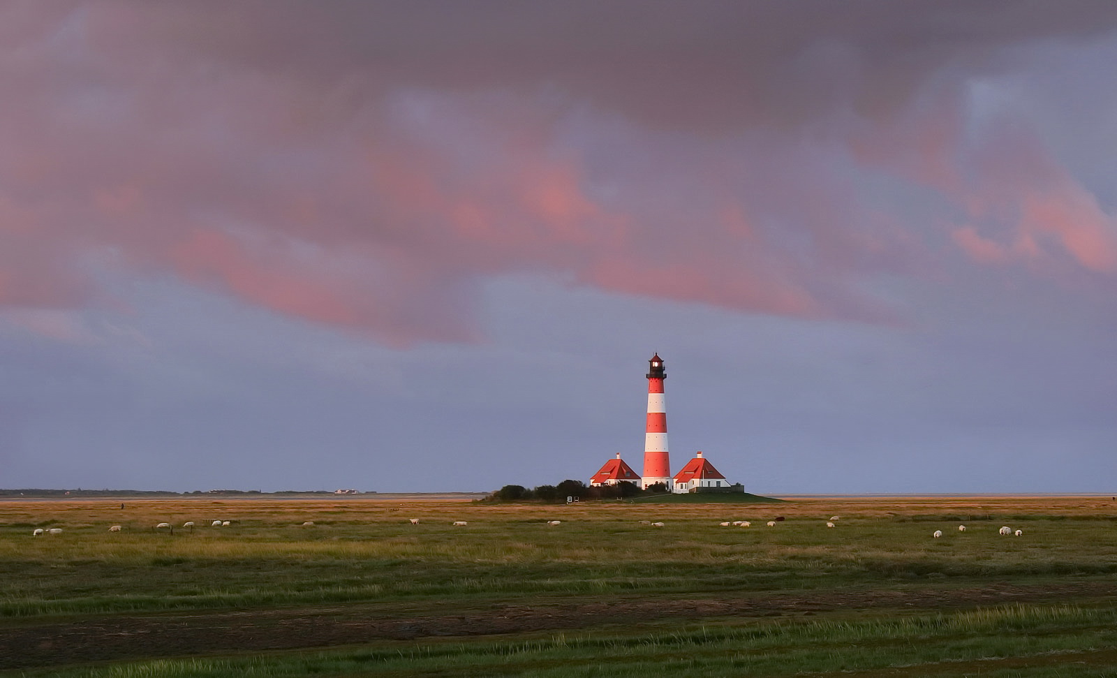 Westerhever Leuchtturm am frühen Morgen