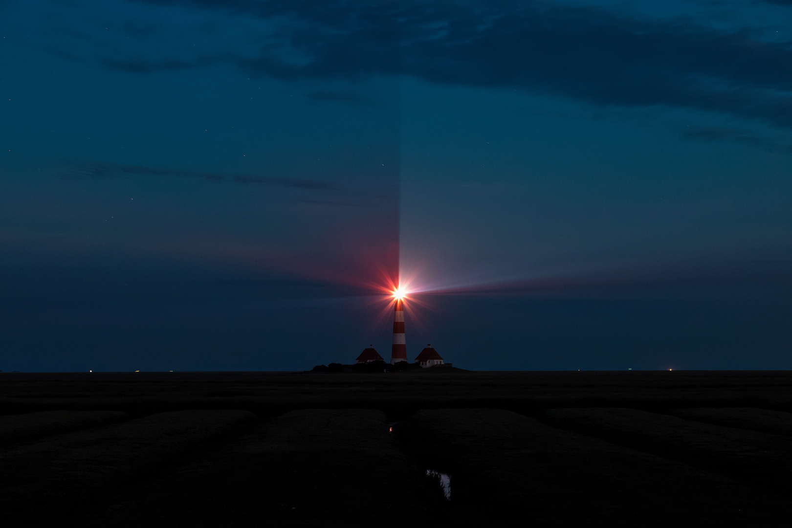 Westerhever Leuchtturm am frühen Morgen